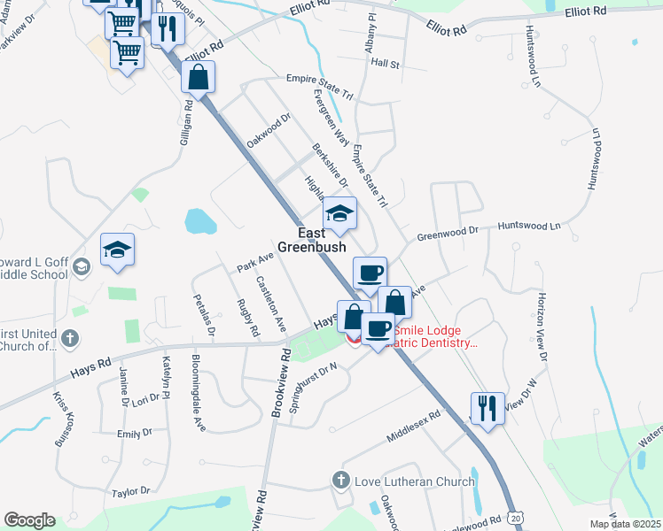 map of restaurants, bars, coffee shops, grocery stores, and more near 674 Columbia Turnpike in East Greenbush