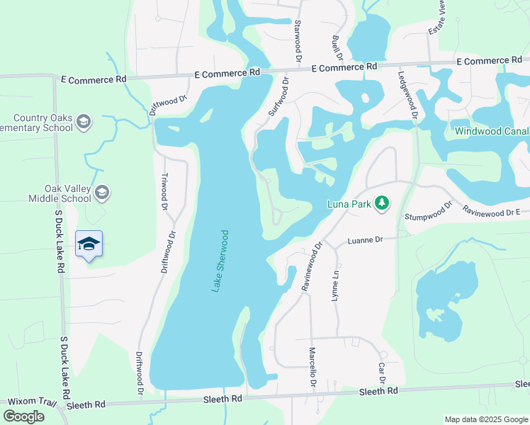 map of restaurants, bars, coffee shops, grocery stores, and more near 4701 Surfwood Drive in Commerce Charter Township
