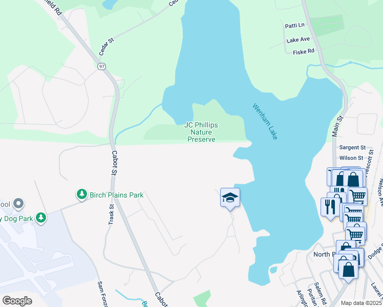 map of restaurants, bars, coffee shops, grocery stores, and more near 787 Cabot Street in Beverly