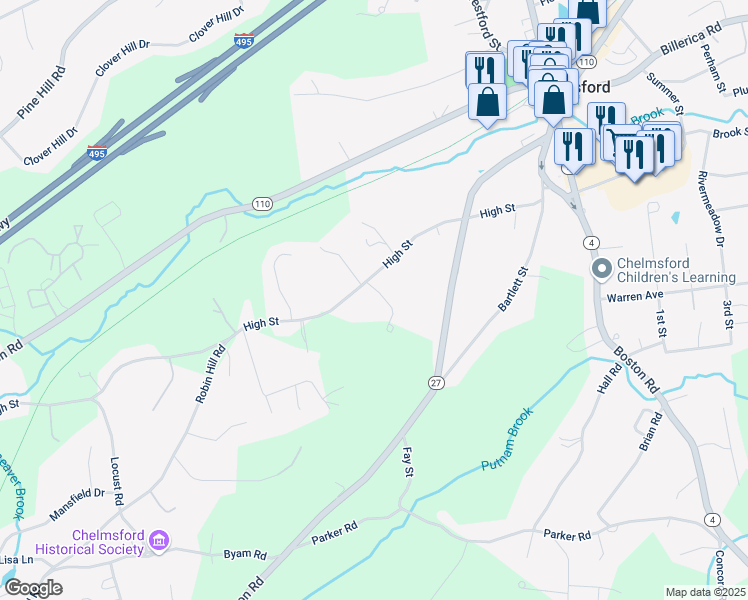 map of restaurants, bars, coffee shops, grocery stores, and more near 3 Anns Way in Chelmsford
