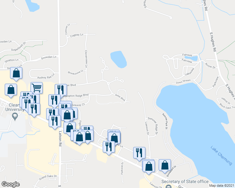 map of restaurants, bars, coffee shops, grocery stores, and more near 601 Abbington Court in Howell