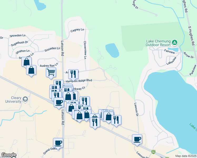 map of restaurants, bars, coffee shops, grocery stores, and more near 4316 Aster Boulevard in Howell