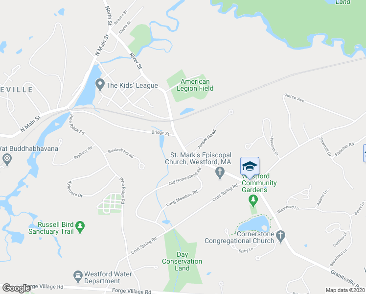 map of restaurants, bars, coffee shops, grocery stores, and more near 75 Graniteville Road in Westford