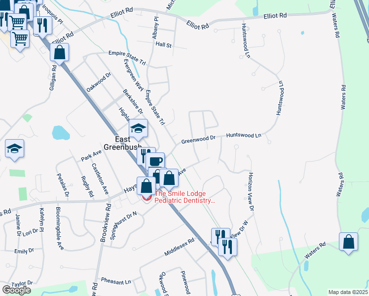 map of restaurants, bars, coffee shops, grocery stores, and more near 24 Greenwood Dr in East Greenbush