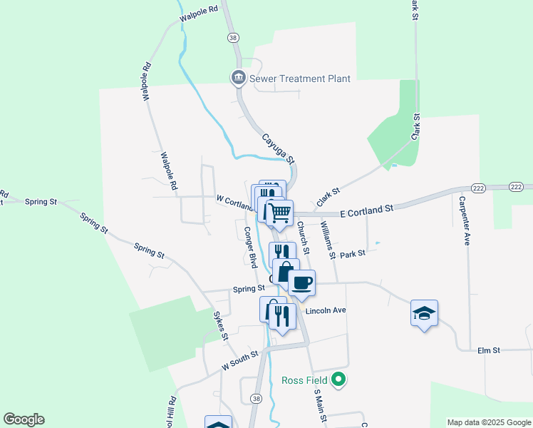 map of restaurants, bars, coffee shops, grocery stores, and more near 4 Cayuga Street in Groton