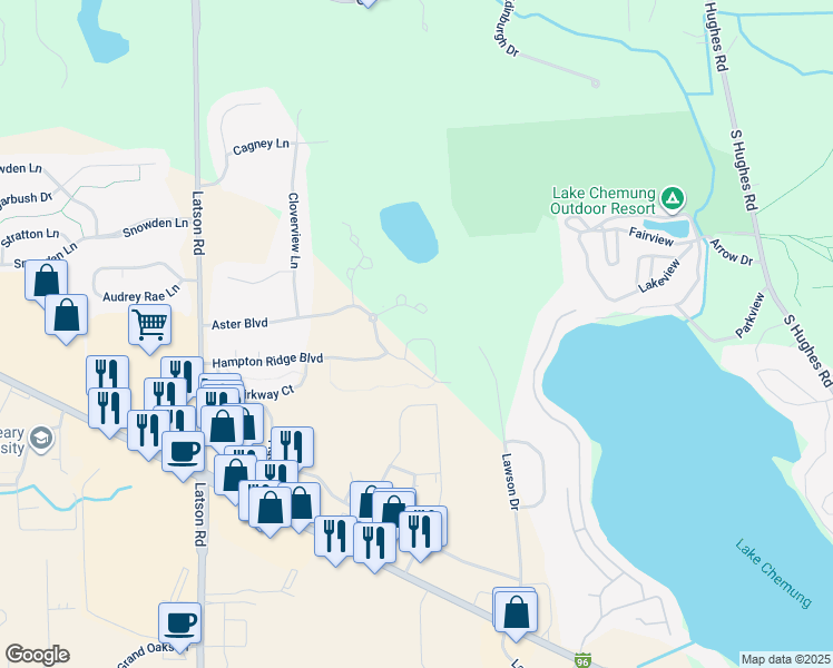 map of restaurants, bars, coffee shops, grocery stores, and more near 681 Abbington Court in Howell