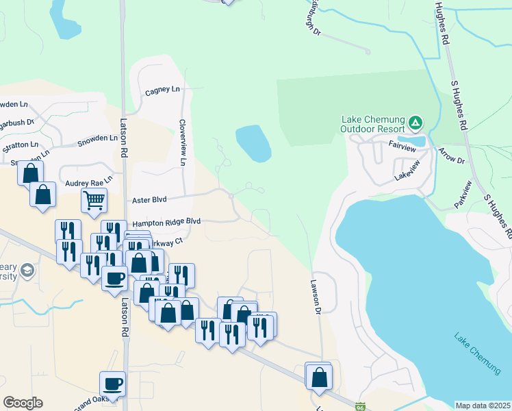map of restaurants, bars, coffee shops, grocery stores, and more near 657 Abbington Court in Howell