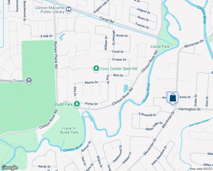 map of restaurants, bars, coffee shops, grocery stores, and more near 39911 Day Drive in Macomb County