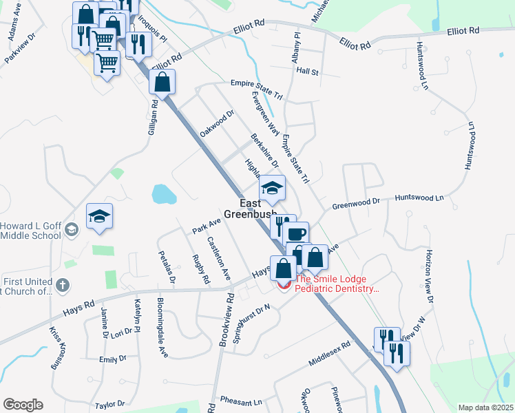 map of restaurants, bars, coffee shops, grocery stores, and more near 665 Columbia Turnpike in East Greenbush