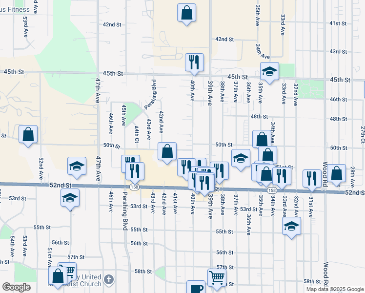 map of restaurants, bars, coffee shops, grocery stores, and more near 4020 50th Street in Kenosha