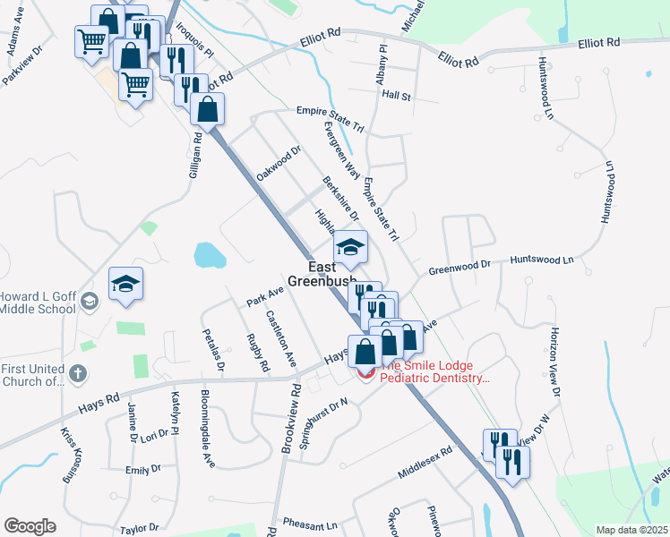 map of restaurants, bars, coffee shops, grocery stores, and more near 665 Columbia Turnpike in East Greenbush