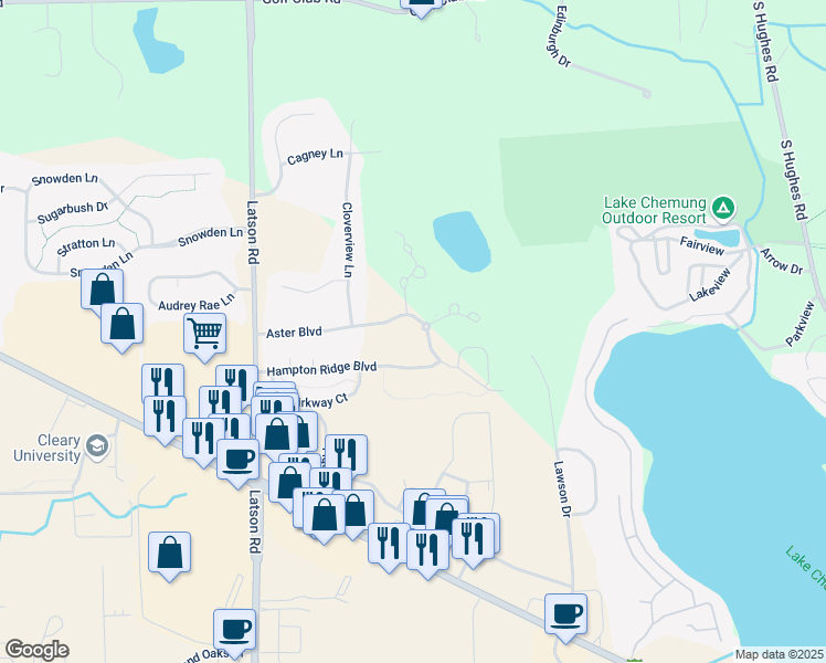 map of restaurants, bars, coffee shops, grocery stores, and more near 4316 Aster Boulevard in Howell