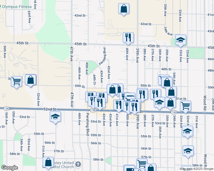 map of restaurants, bars, coffee shops, grocery stores, and more near 4224 50th Street in Kenosha