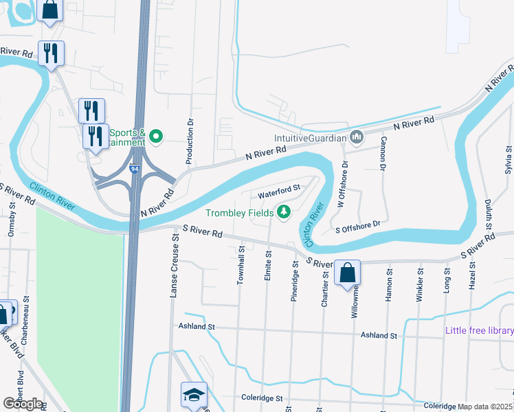 map of restaurants, bars, coffee shops, grocery stores, and more near 39760 Hearne Street in Harrison Township