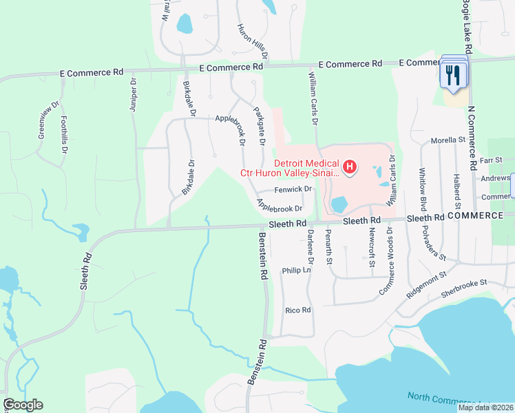 map of restaurants, bars, coffee shops, grocery stores, and more near 1823 Applebrook Drive in Oakland County