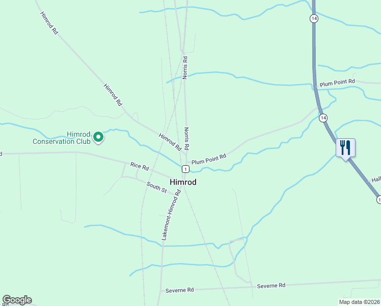 map of restaurants, bars, coffee shops, grocery stores, and more near 3597 County Route 1 in Himrod