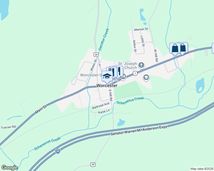 map of restaurants, bars, coffee shops, grocery stores, and more near in Worcester