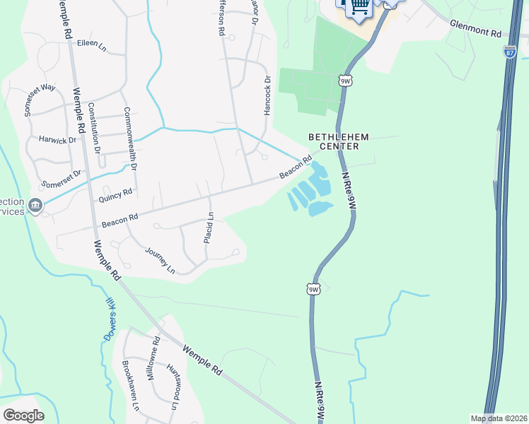 map of restaurants, bars, coffee shops, grocery stores, and more near 62 Beacon Rd in Glenmont