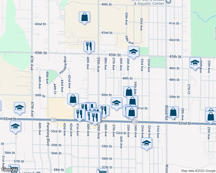 map of restaurants, bars, coffee shops, grocery stores, and more near 4816 38th Avenue in Kenosha