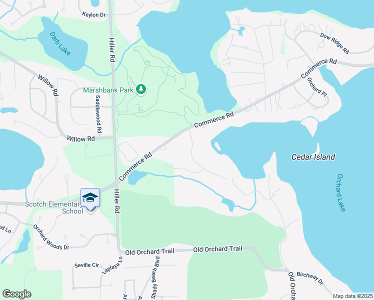 map of restaurants, bars, coffee shops, grocery stores, and more near 3020 Bay Shore Drive in West Bloomfield Township