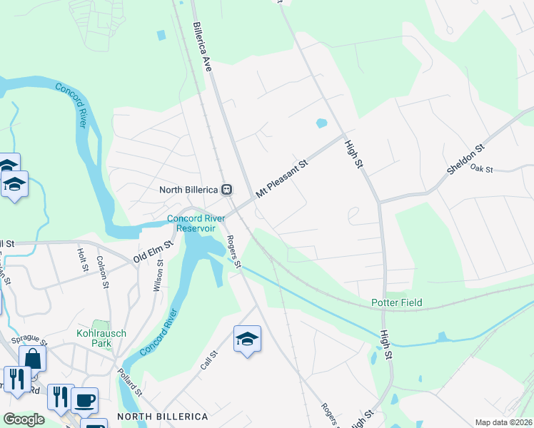map of restaurants, bars, coffee shops, grocery stores, and more near 15 Billerica Avenue Extension in Billerica