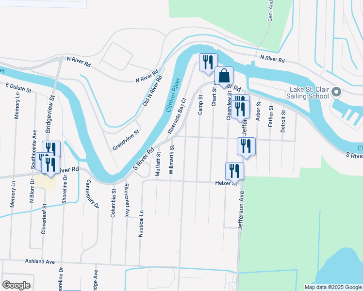 map of restaurants, bars, coffee shops, grocery stores, and more near 39563 Prentiss Street in Macomb County