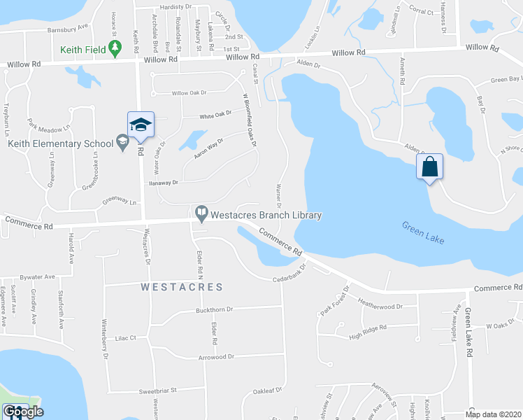 map of restaurants, bars, coffee shops, grocery stores, and more near 7145 Henry Drive in West Bloomfield Township
