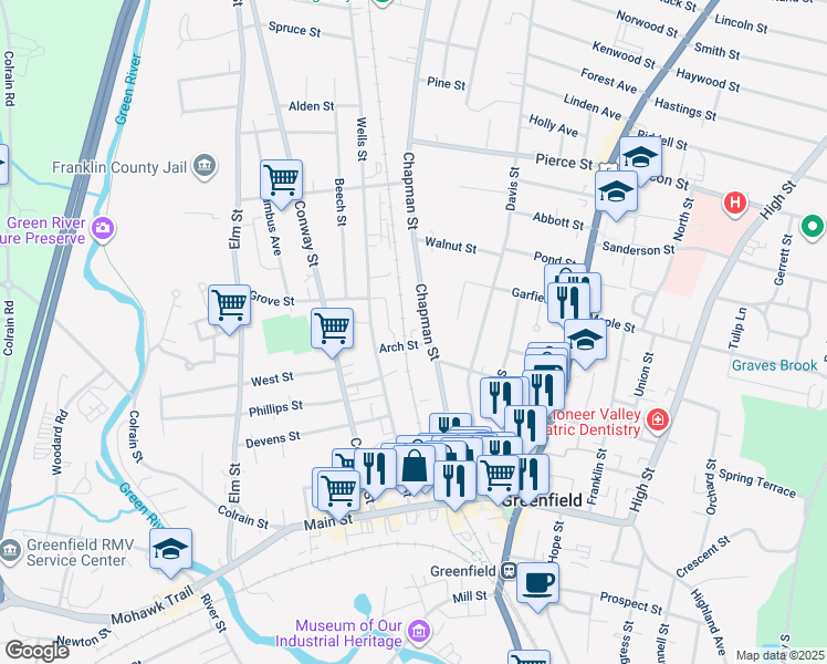 map of restaurants, bars, coffee shops, grocery stores, and more near in Leyden