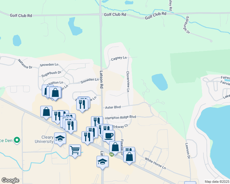 map of restaurants, bars, coffee shops, grocery stores, and more near 4087 Brookstone Court in Howell