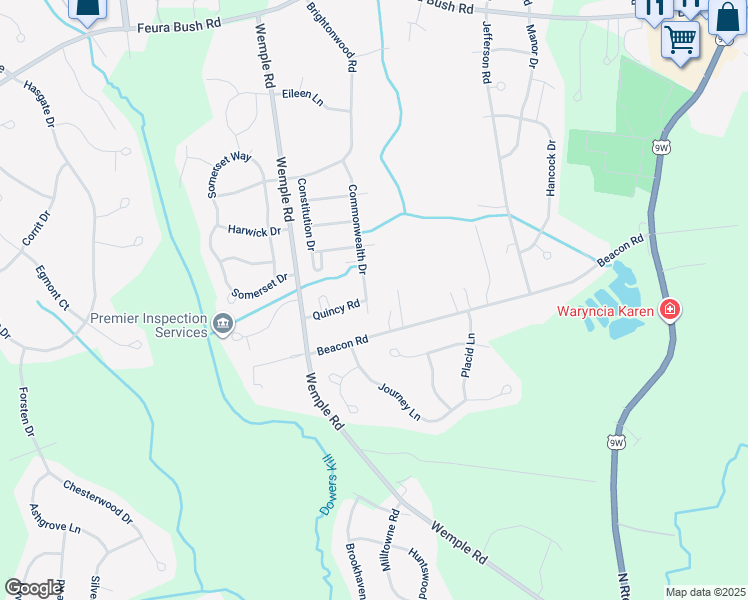 map of restaurants, bars, coffee shops, grocery stores, and more near 22 Commonwealth Drive in Glenmont