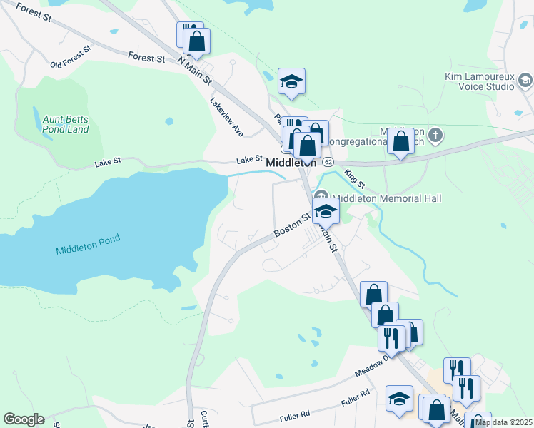 map of restaurants, bars, coffee shops, grocery stores, and more near 29 Pleasant Street in Middleton
