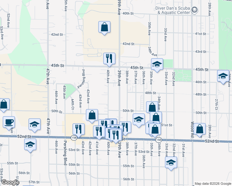 map of restaurants, bars, coffee shops, grocery stores, and more near 4818 39th Avenue in Kenosha