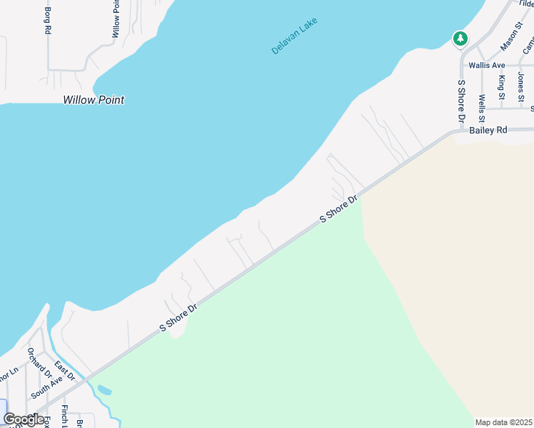 map of restaurants, bars, coffee shops, grocery stores, and more near 3335 South Shore Drive in Delavan