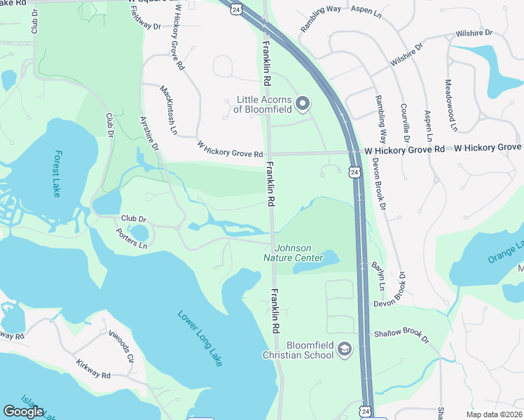 map of restaurants, bars, coffee shops, grocery stores, and more near 1206 Cedarholm Lane in Bloomfield Township