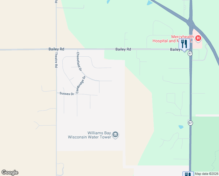 map of restaurants, bars, coffee shops, grocery stores, and more near 456 Chasefield Drive in Williams Bay