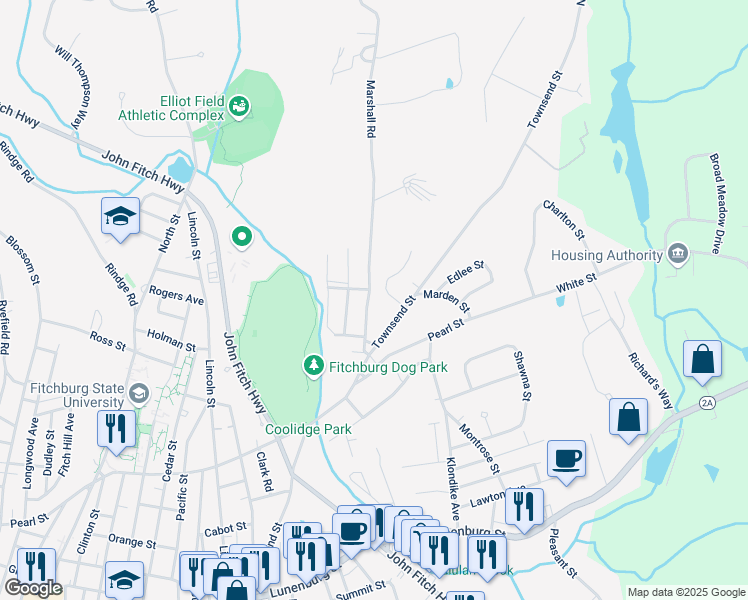map of restaurants, bars, coffee shops, grocery stores, and more near 17 Fairview Avenue in Fitchburg