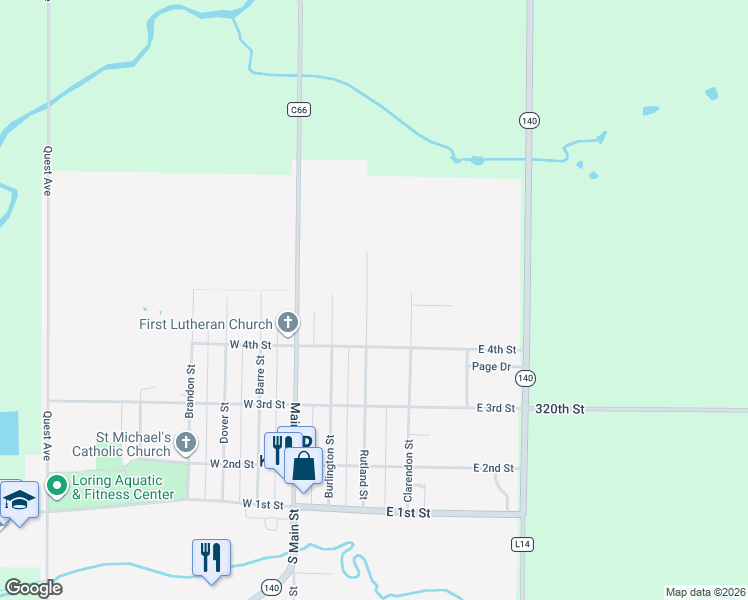 map of restaurants, bars, coffee shops, grocery stores, and more near 501-599 Rutland Street in Kingsley