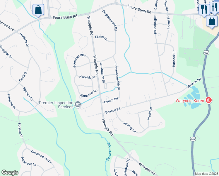 map of restaurants, bars, coffee shops, grocery stores, and more near 58 Constitution Court in Glenmont
