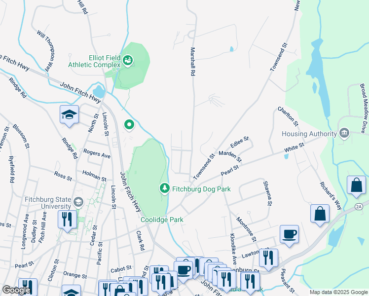 map of restaurants, bars, coffee shops, grocery stores, and more near 17 Fairview Avenue in Fitchburg