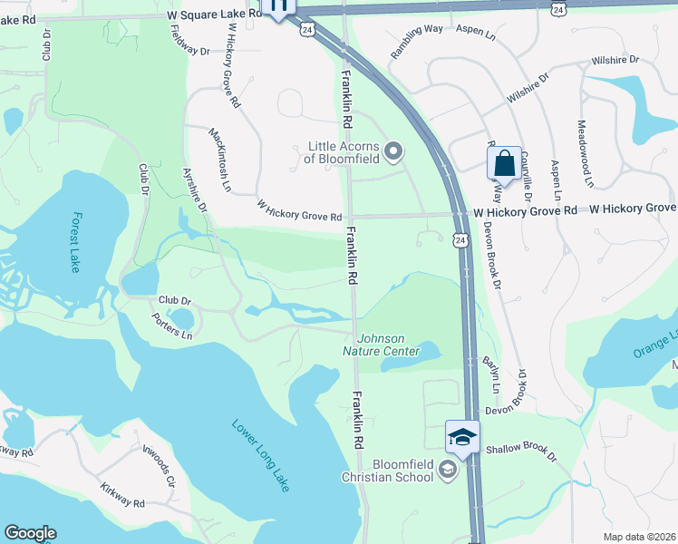 map of restaurants, bars, coffee shops, grocery stores, and more near 1206 Cedarholm Lane in Oakland County