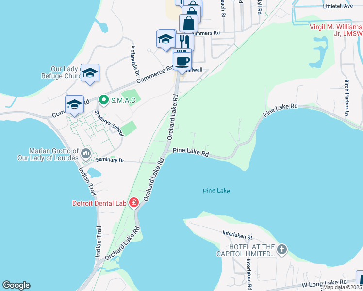 map of restaurants, bars, coffee shops, grocery stores, and more near 3252 Pine Lake Road in West Bloomfield Township