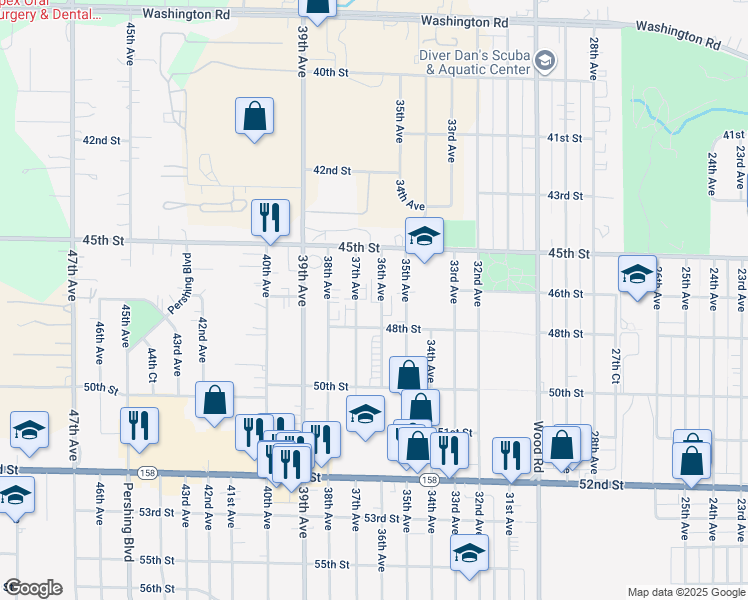 map of restaurants, bars, coffee shops, grocery stores, and more near 4621 36th Avenue in Kenosha