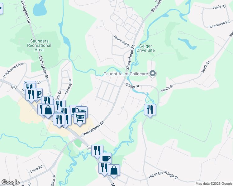 map of restaurants, bars, coffee shops, grocery stores, and more near 784 Shawsheen Street in Tewksbury