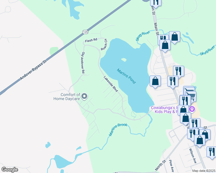 map of restaurants, bars, coffee shops, grocery stores, and more near 6 Homestead Terrace in North Reading