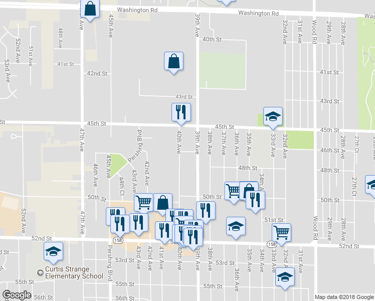 map of restaurants, bars, coffee shops, grocery stores, and more near 3920 45th Place in Kenosha