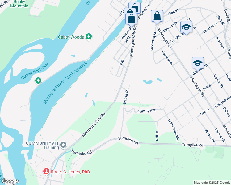 map of restaurants, bars, coffee shops, grocery stores, and more near 170 Montague City Road in Montague