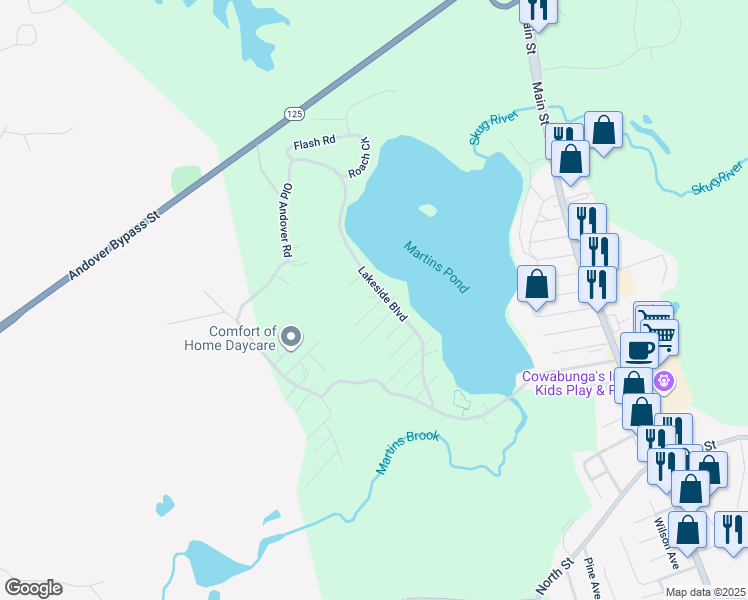 map of restaurants, bars, coffee shops, grocery stores, and more near 6 Homestead Terrace in North Reading