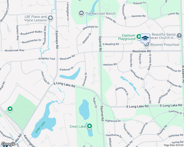 map of restaurants, bars, coffee shops, grocery stores, and more near 3211 Kernway Street in Bloomfield Hills