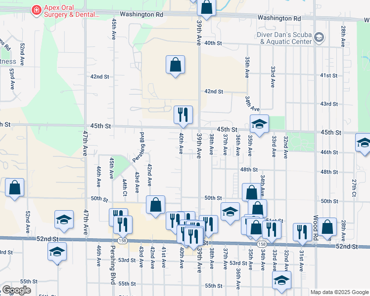 map of restaurants, bars, coffee shops, grocery stores, and more near 3920 45th Place in Kenosha