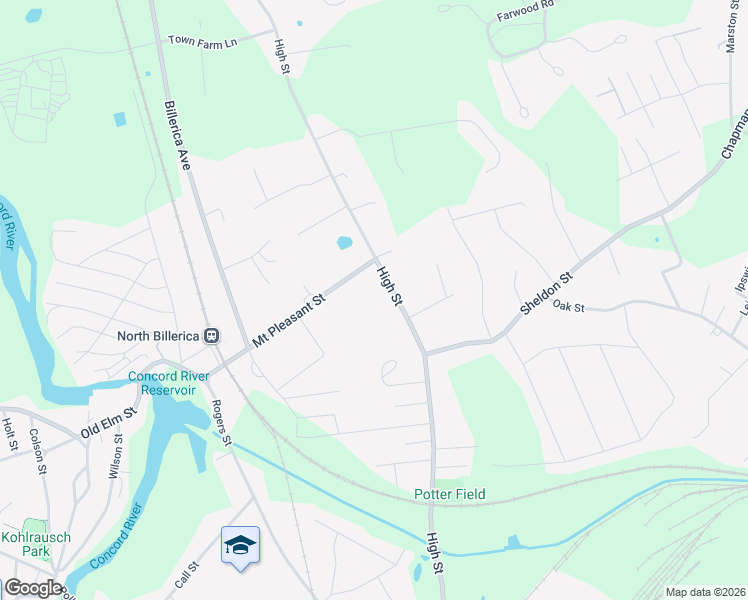 map of restaurants, bars, coffee shops, grocery stores, and more near 156 High Street in Billerica